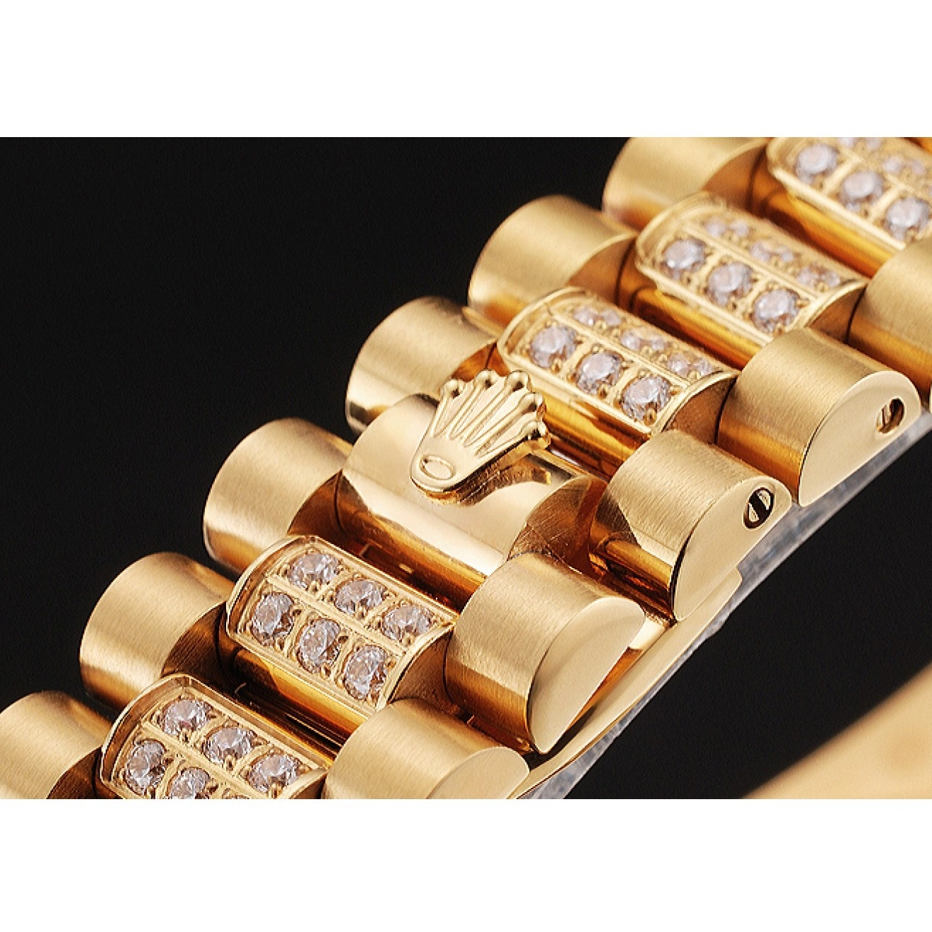 MiroTime 0825 Swiss Rolex Day Date Yellow Gold Diamond Pave